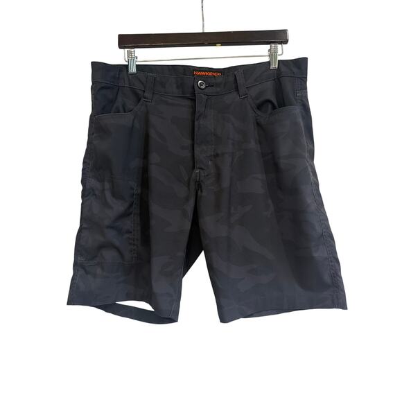 Hawke & Co Pro Series Rugger Shorts Men 36W Blk Camo Stretch Swim Casual Summer - Picture 2 of 7